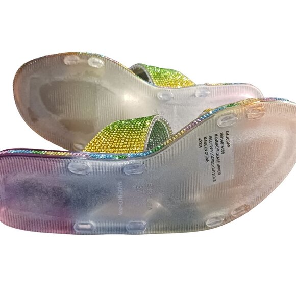NEW Wild Pair Juba‎ Embellished Pool Side Jelly Sandals in Rainbow Bling Size 6 - Picture 9 of 11
